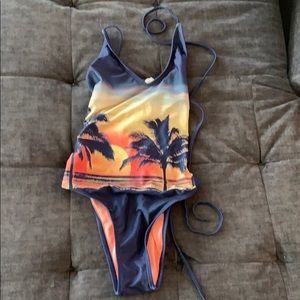 Tropical one piece swimsuit